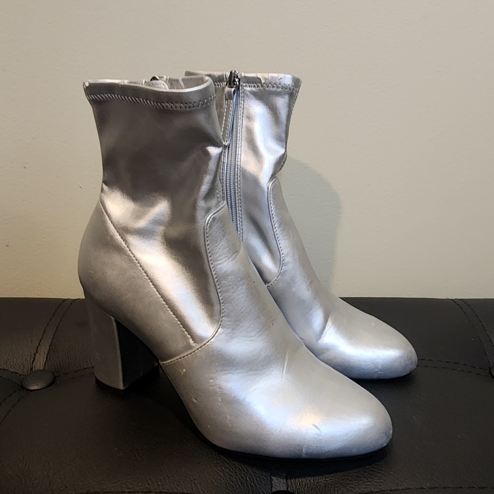 Steve Madden Calysta slouch bootie, Silver Metallic fabric